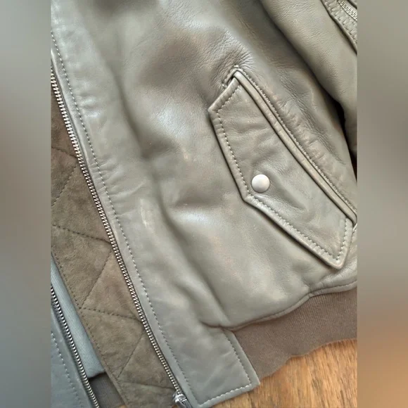 All Saints Olive Leather Jacket - Picture 4 of 11